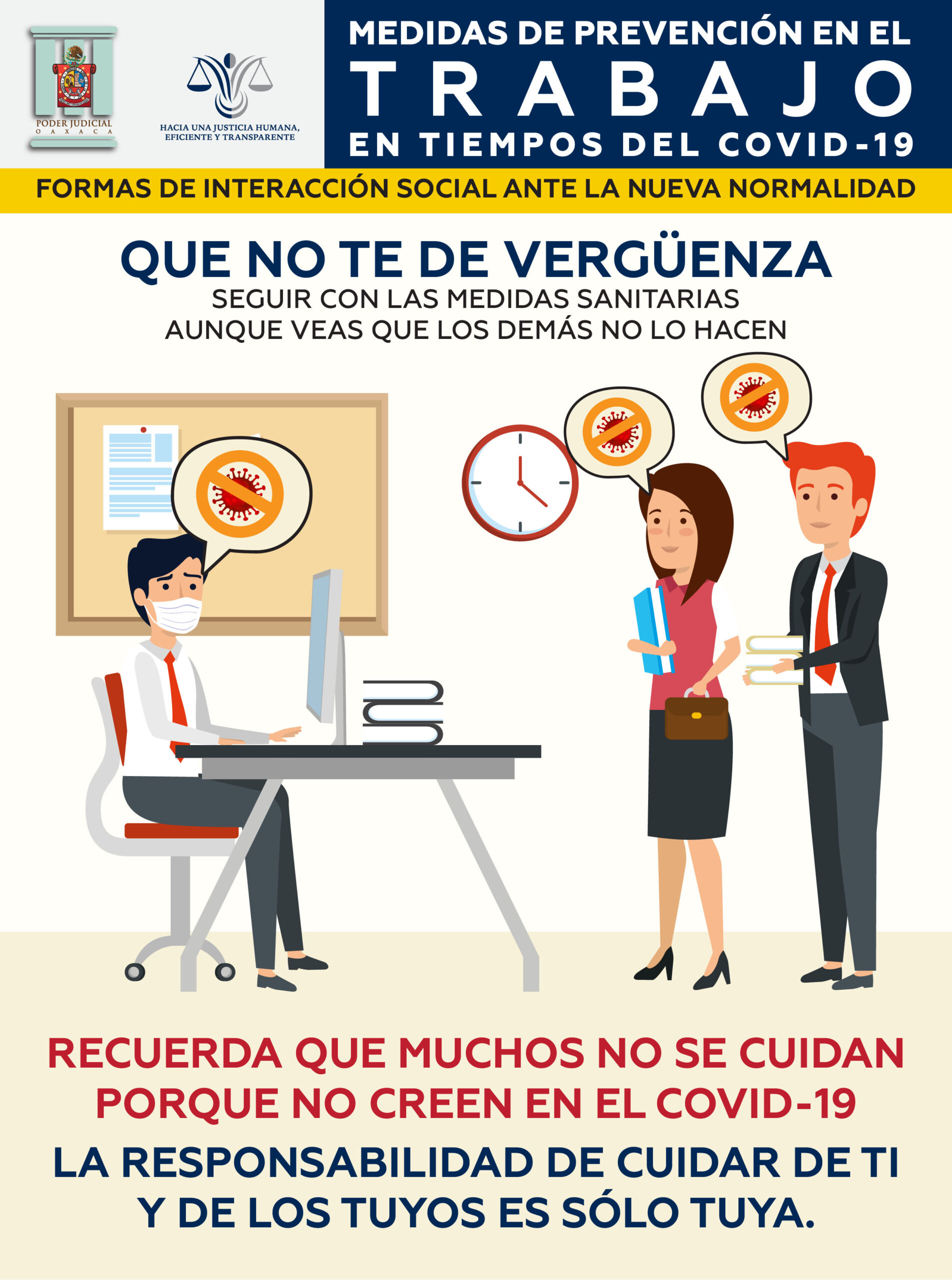 Refuerza Poder Judicial medidas preventivas contra el Covid-19 mediante campaña de sensibilización
