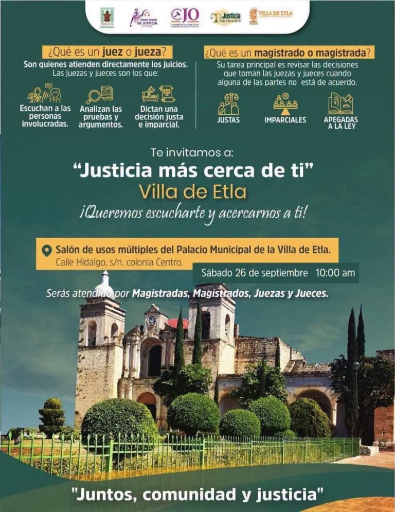 Villa de Etla será sede este sábado de la jornada “Justicia más cerca de ti”